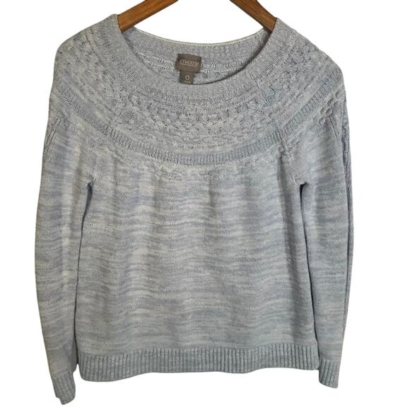 Chico’s Sweater Size 0 Small Purple Blue Textured Knit Pullover Crew Neck - Picture 1 of 7